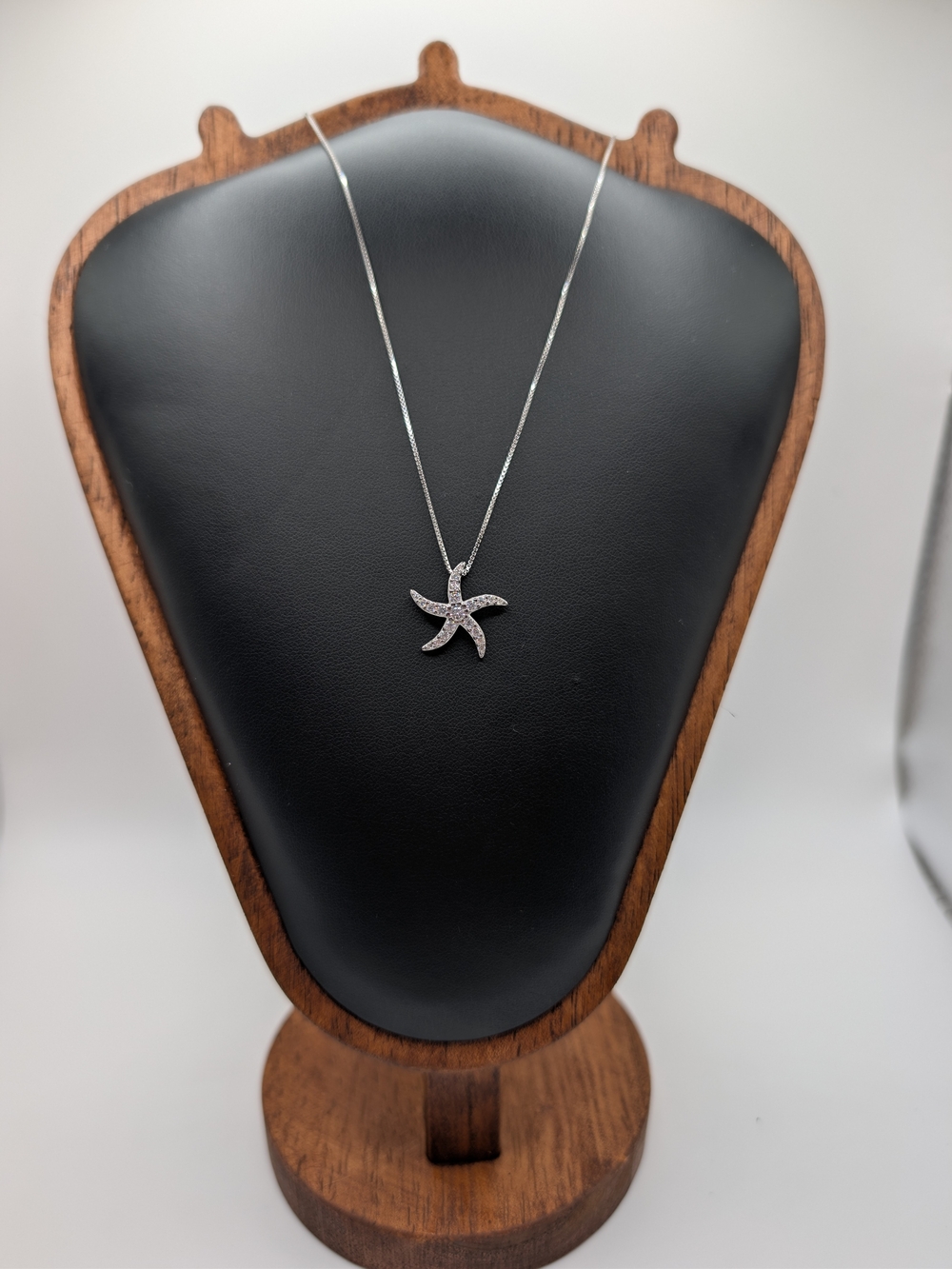 Sterling Silver 925 Moissanite Starfish Pendant Necklace 0.41 CTW 18"+2"